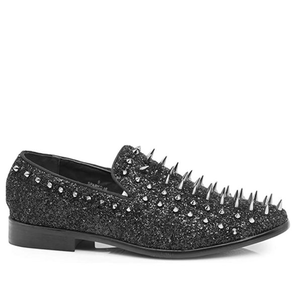 Men\'s Vintage Spike Dress Loafers Slip On Fashion Shoes Classic Tuxedo Black